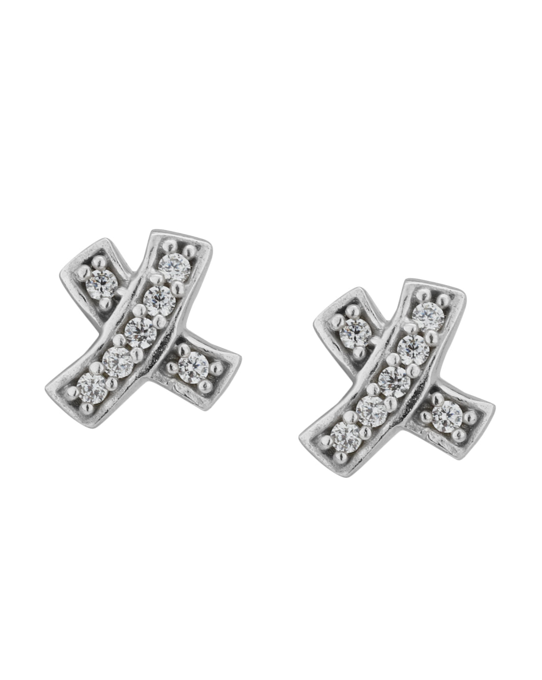 Carlton London Rhodium Plated Cz Cross Stud Earring For Women