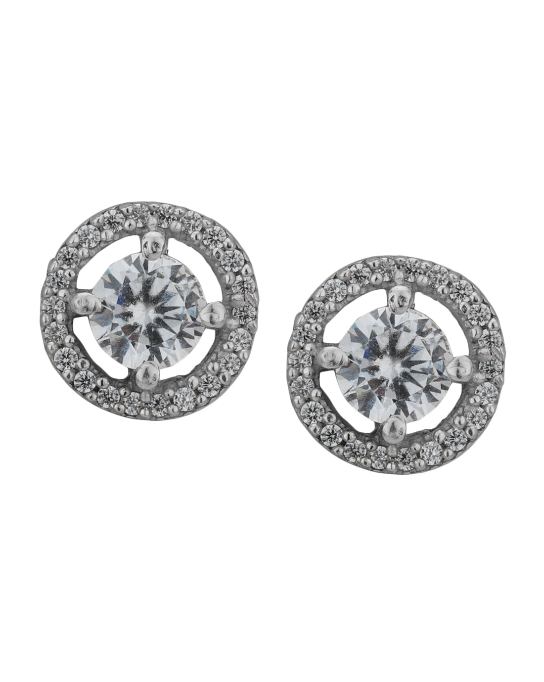 Carlton London Rhodium Plated Cz Circular Stud Earring For Women