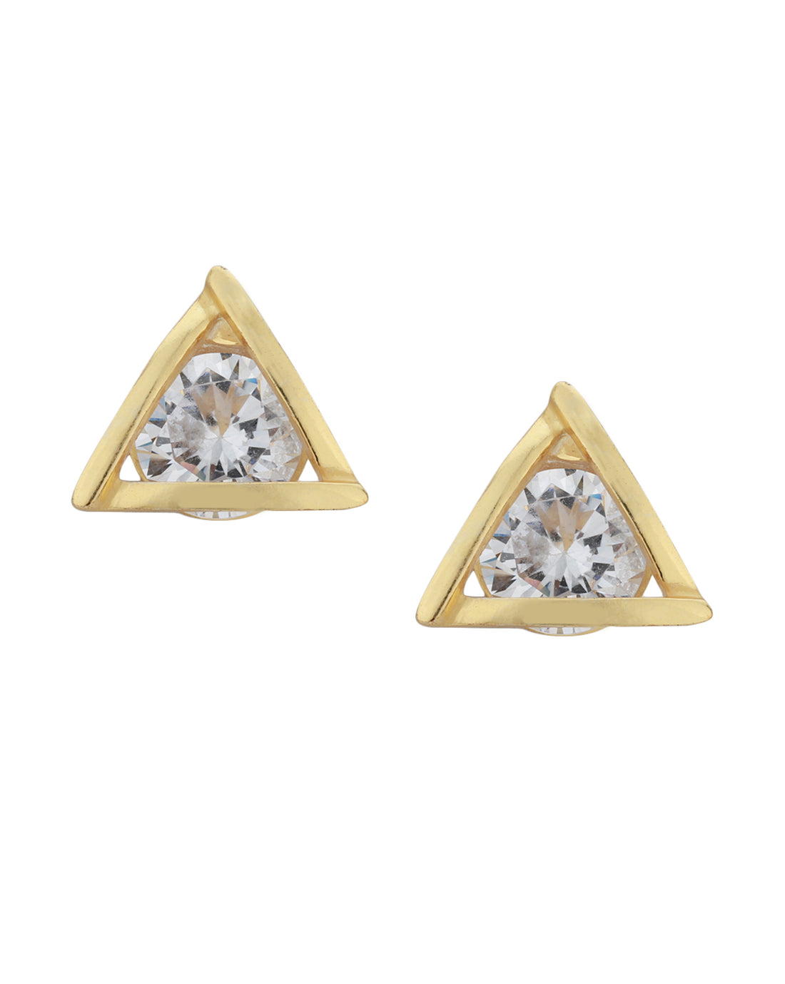 Carlton London Gold Plated Cz Triangular Stud Earring For Women