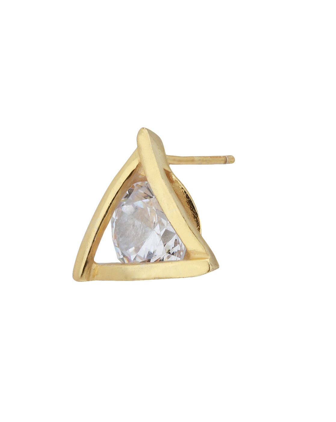 Carlton London Gold Plated Cz Triangular Stud Earring For Women