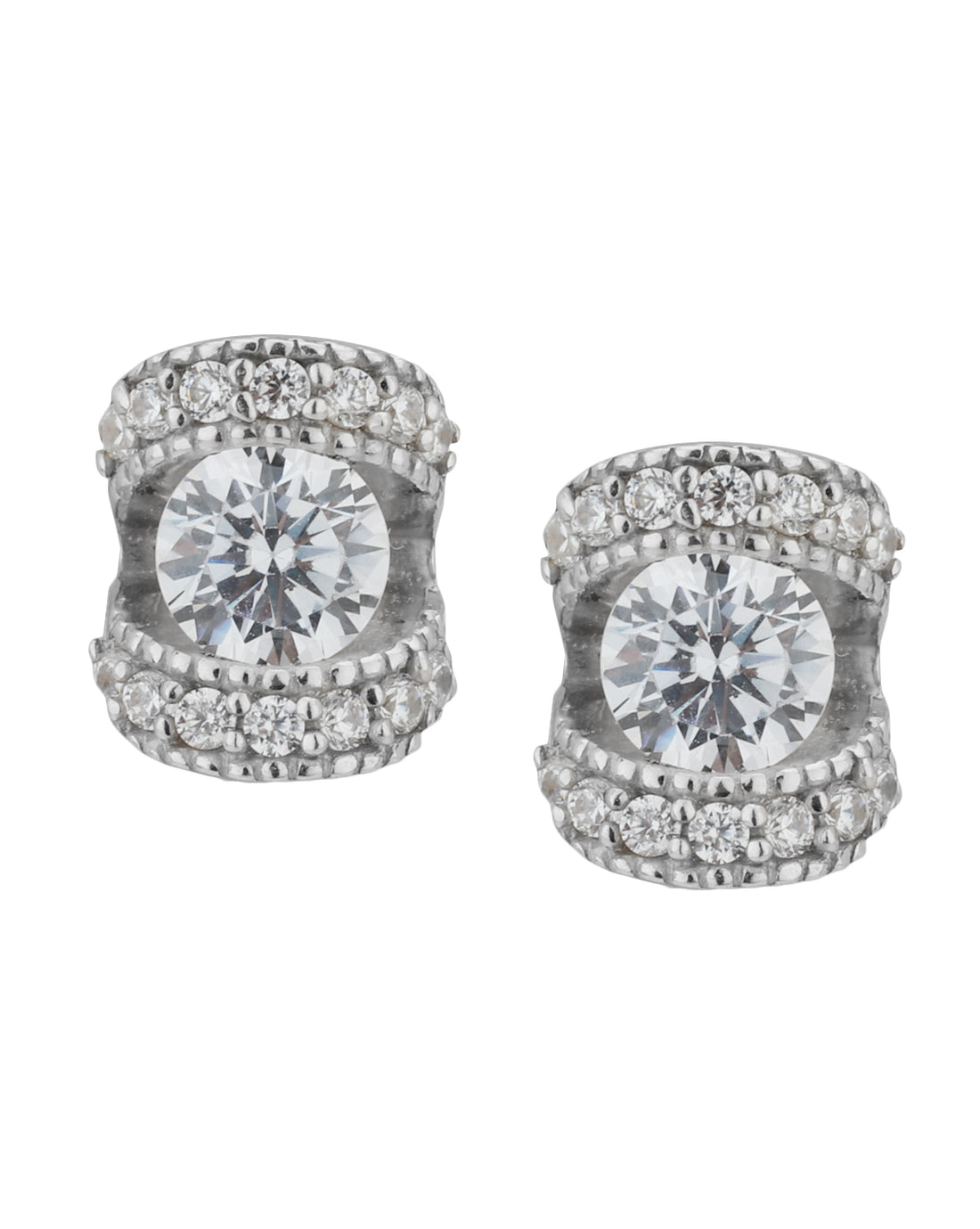 Carlton London Rhodium Plated Cz Contemporary Stud Earring For Women