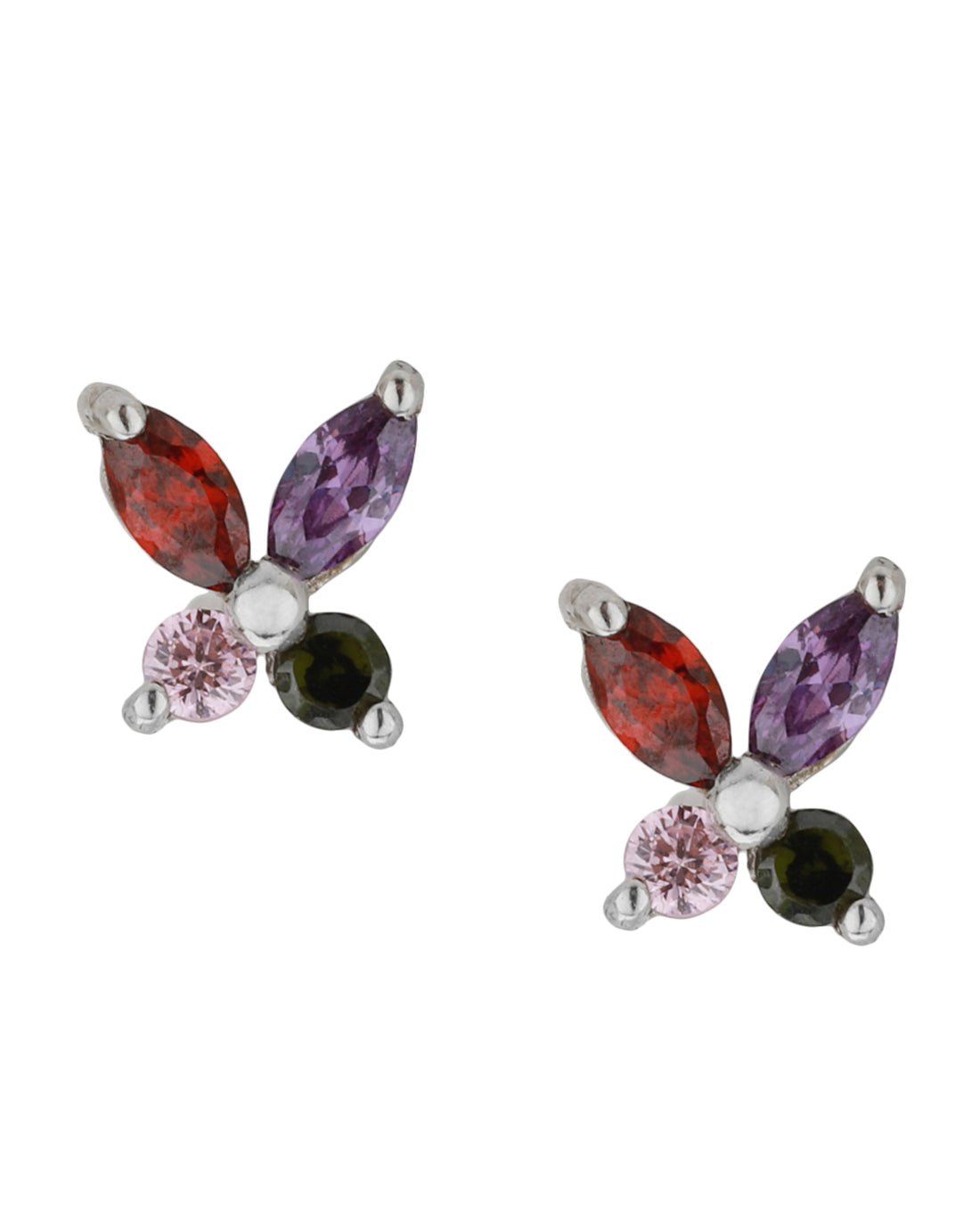 Carlton London Rhodium Plated Cz Set Of 2 Stud Earring For Women