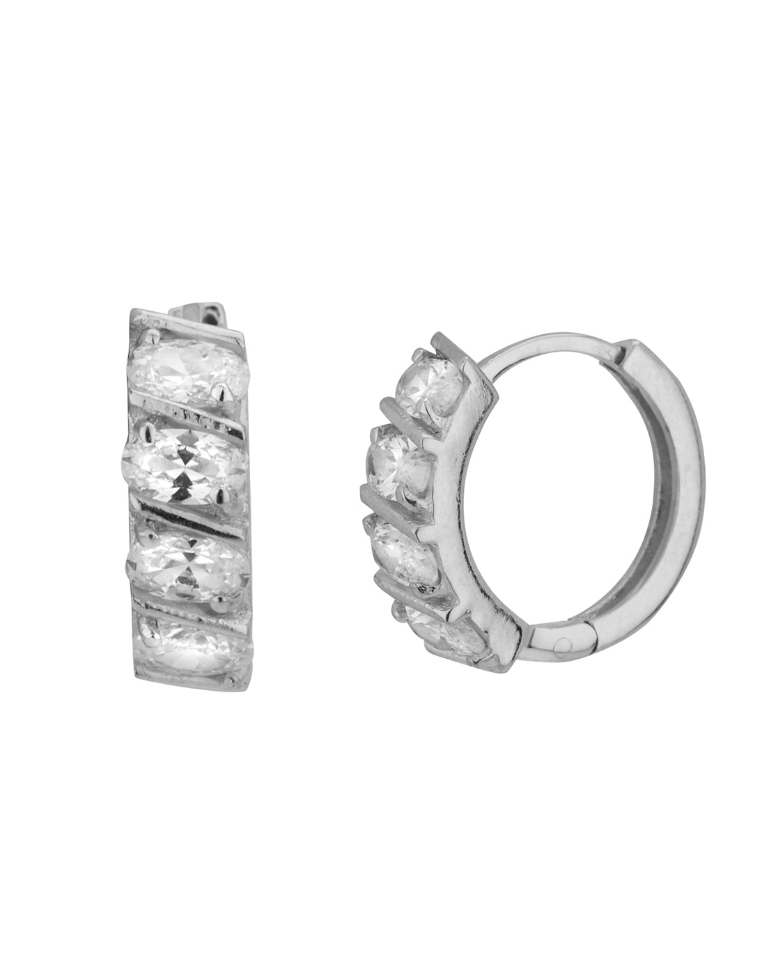 Carlton London Rhodium Plated Cz Circular Hoop Earring For Women