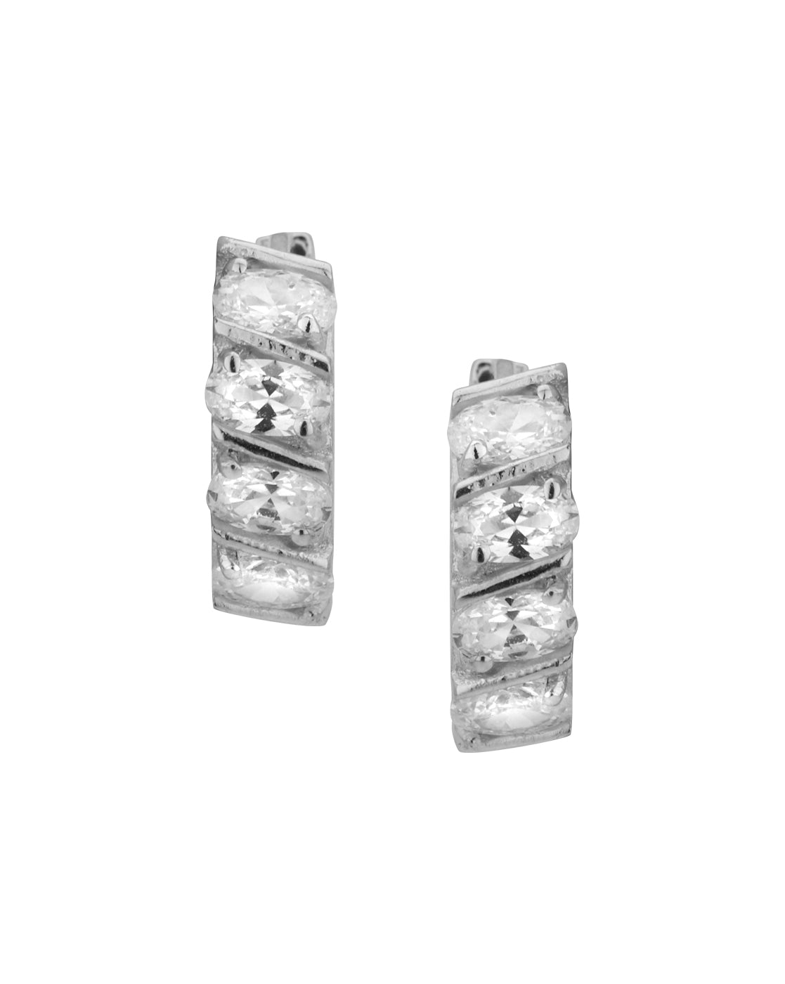 Carlton London Rhodium Plated Cz Circular Hoop Earring For Women