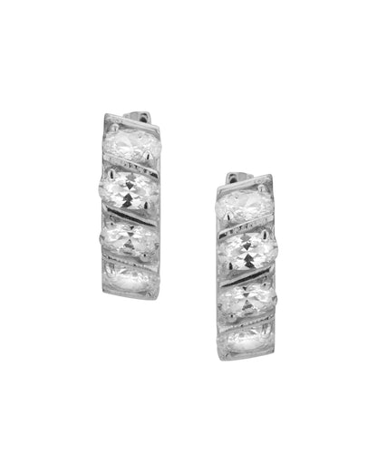 Carlton London Rhodium Plated Cz Circular Hoop Earring For Women