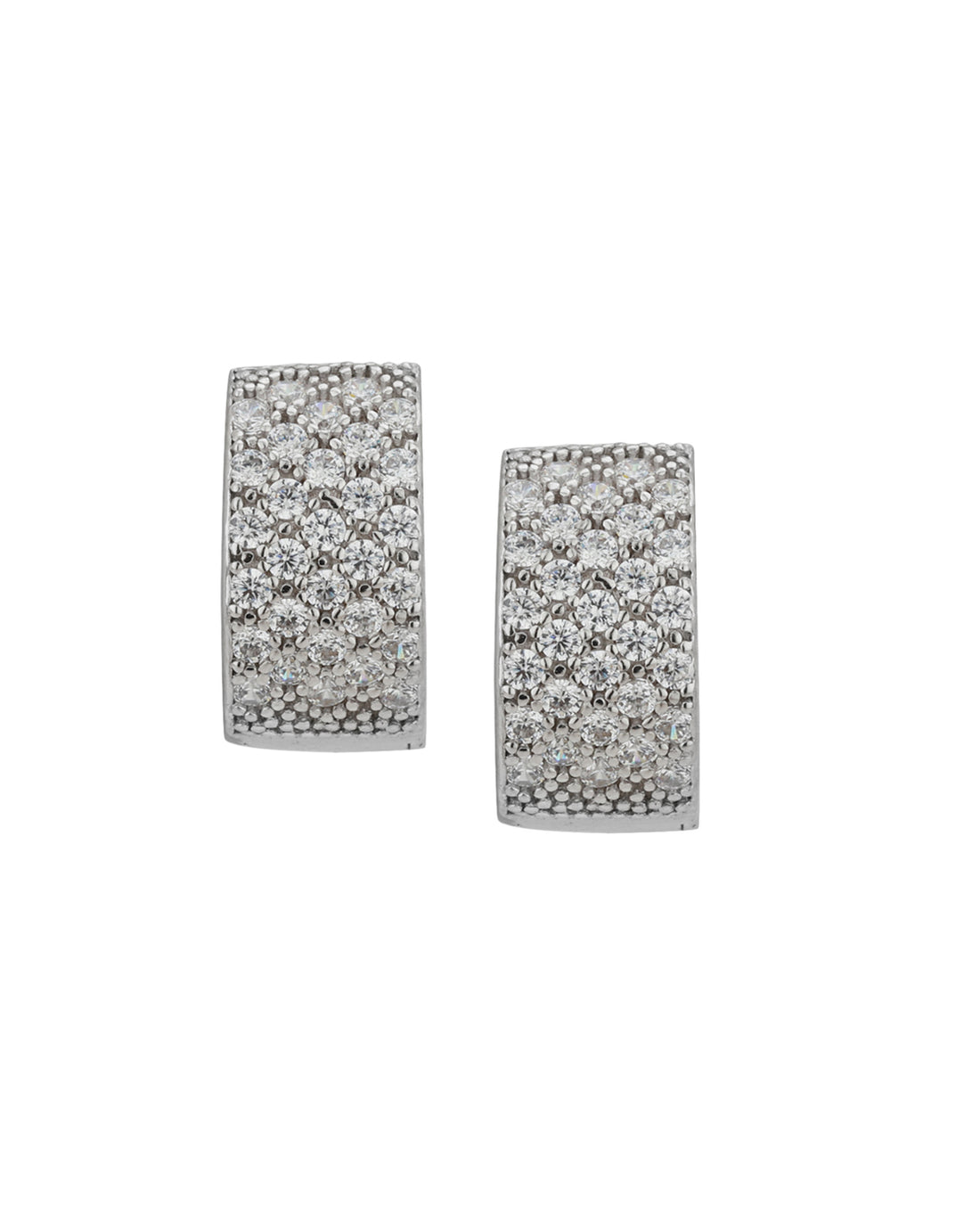Carlton London Rhodium Plated Cz Circular Hoop Earring For Women