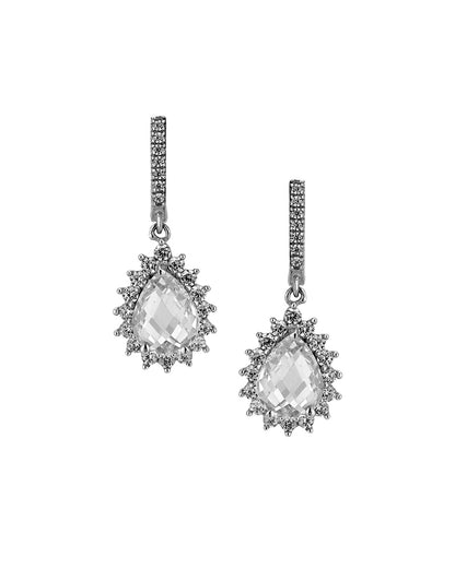 Carlton London Rhodium Plated Cz Teardrop Drop Earring For Women