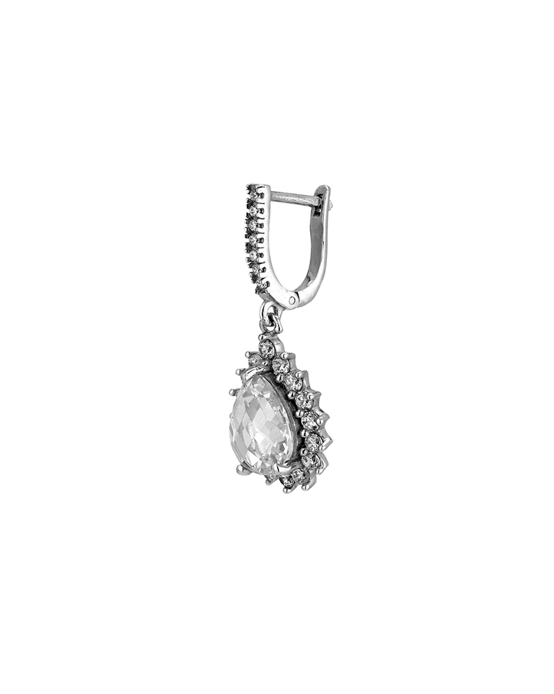 Carlton London Rhodium Plated Cz Teardrop Drop Earring For Women