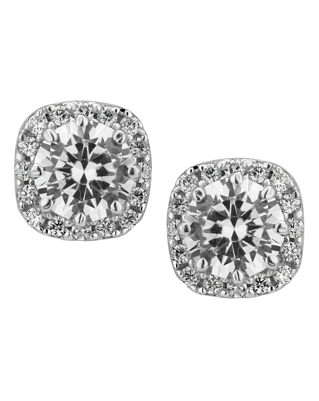 Carlton London Rhodium Plated Cz Geometric Stud Earring For Women