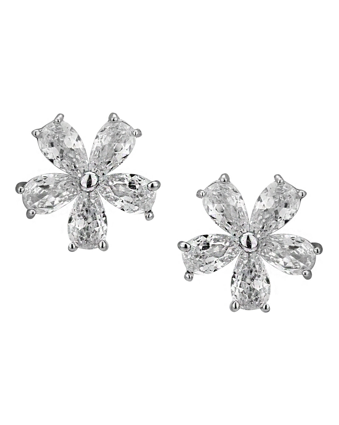 Carlton London Rhodium Plated Cz Floral Stud Earring For Women