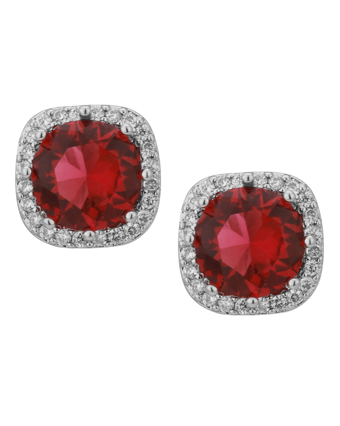 Carlton London Rhodium Plated Cz Square Stud Earring For Women