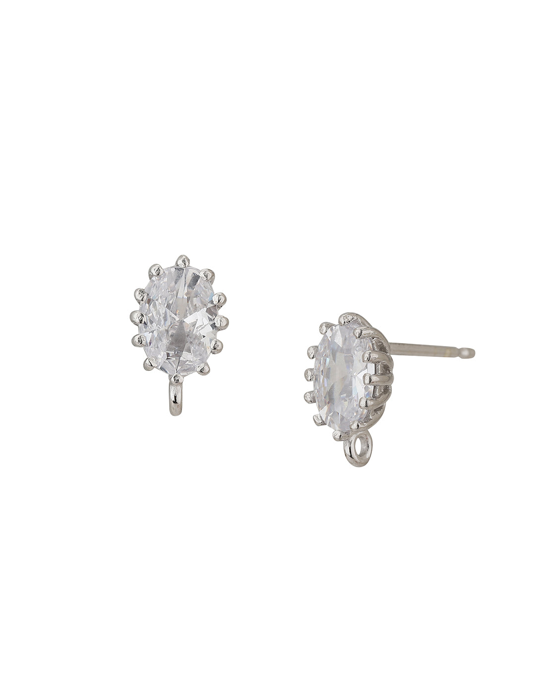 Carlton London Rhodium Plated Cz Stud Earring For Women