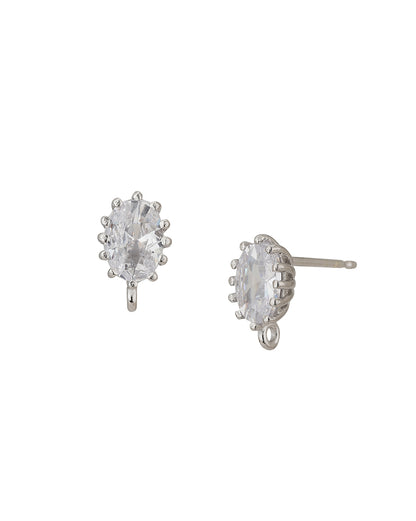 Carlton London Rhodium Plated Cz Stud Earring For Women