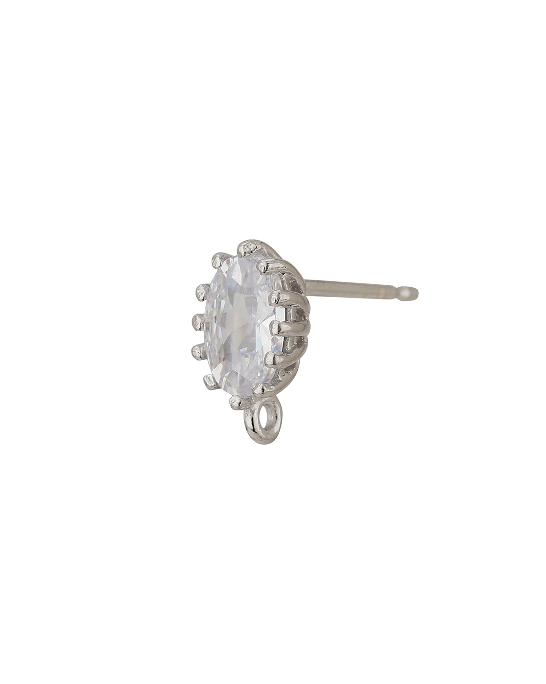 Carlton London Rhodium Plated Cz Stud Earring For Women