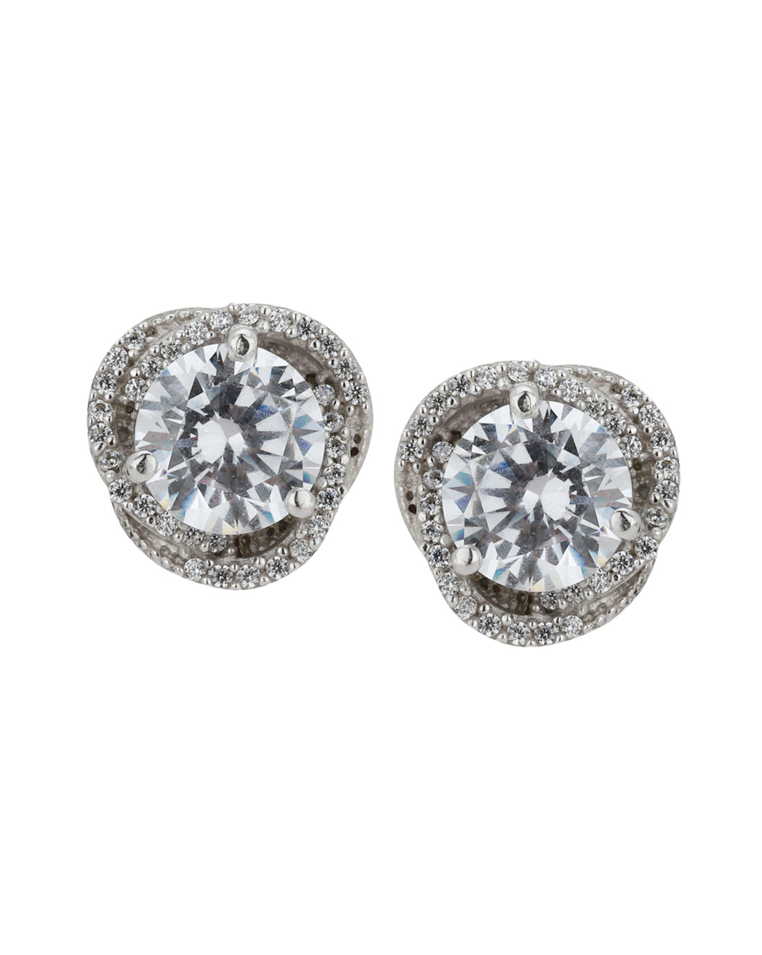 Carlton London Rhodium Plated Cz Stud Earring For Women