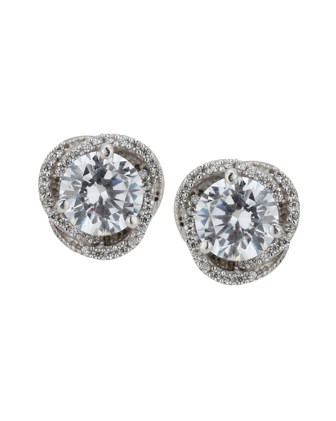 Carlton London Rhodium Plated Cz Stud Earring For Women