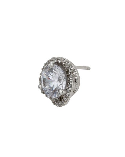 Carlton London Rhodium Plated Cz Stud Earring For Women