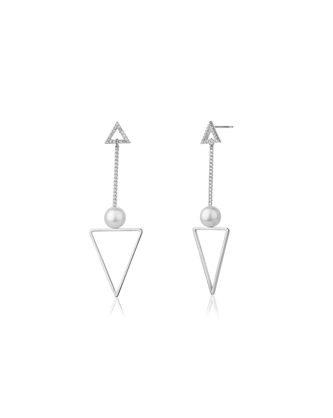Carlton London Rhodium Plated White Pearl Triangular Drop Earring For Women