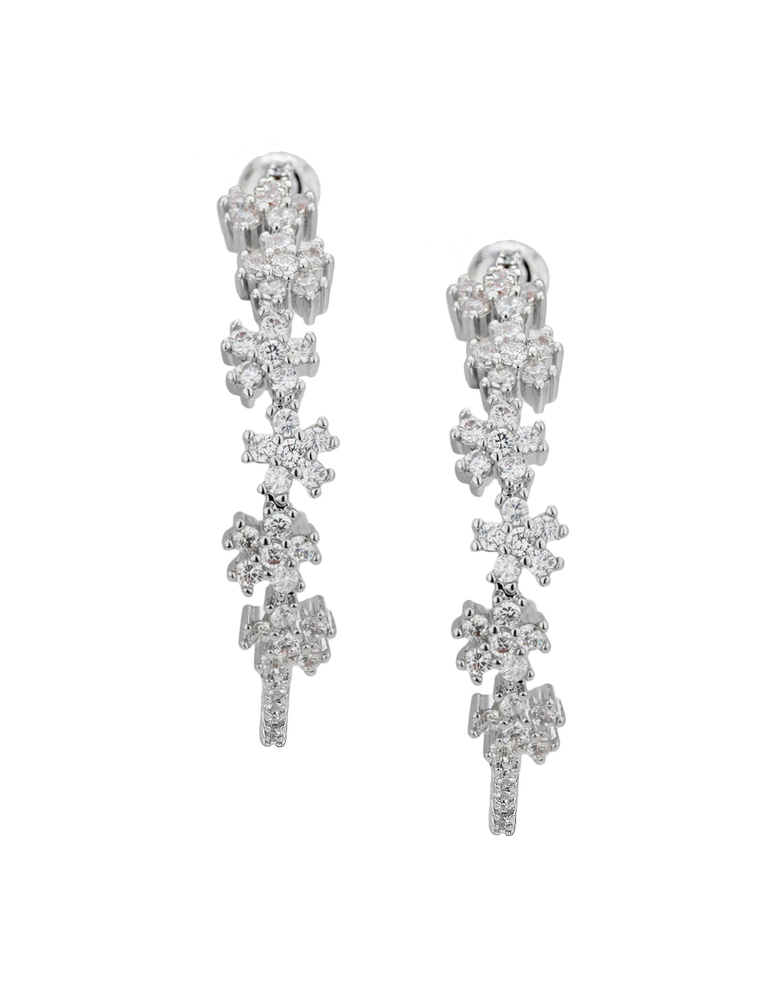 Carlton London Rhodium Plated Cz Circular Half Hoop Earring For Women