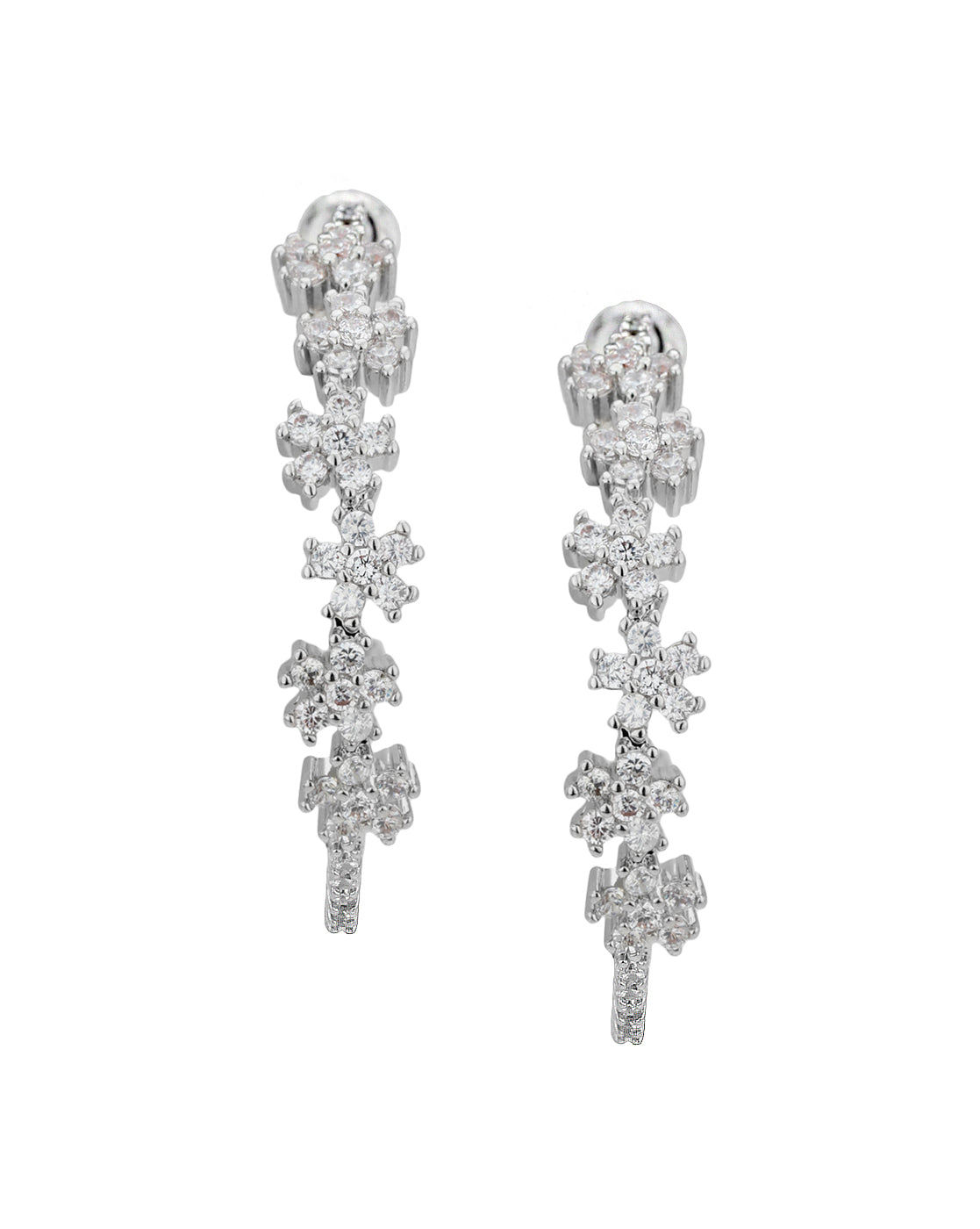 Carlton London Rhodium Plated Cz Circular Half Hoop Earring For Women
