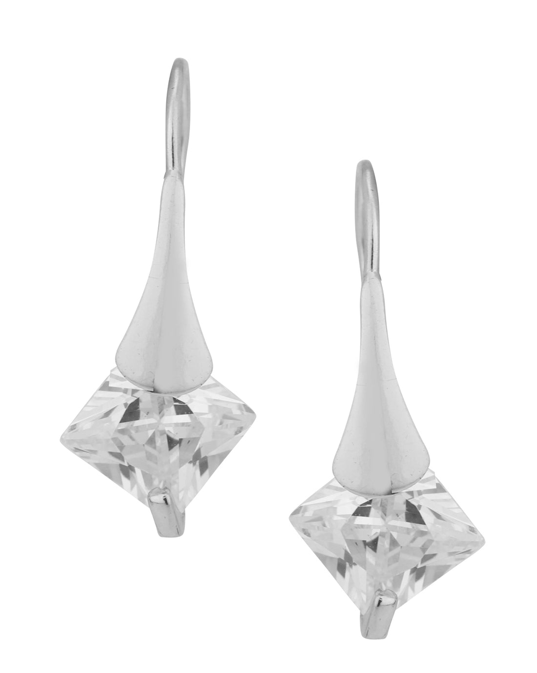 Carlton London Rhodium Plated Drop Earring With Dangling Cz Stone For Women