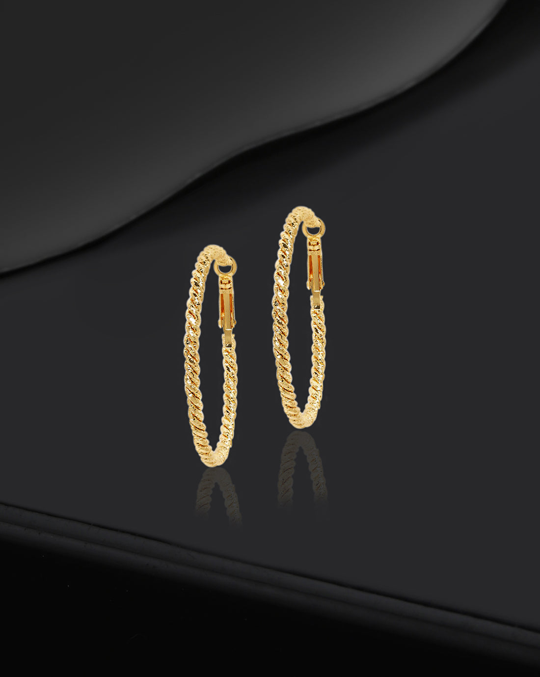 Gold Plated Bold Fancy Hoop Earring for women
