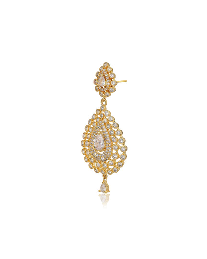 Carlton London Gold Plated Cz Teardrop Drop Earring For Women