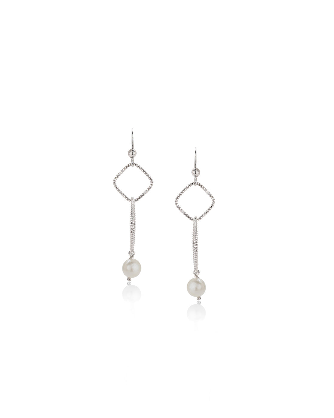 Carlton London Rhodium Plated Drop Earring With Dangling Pearl For Women