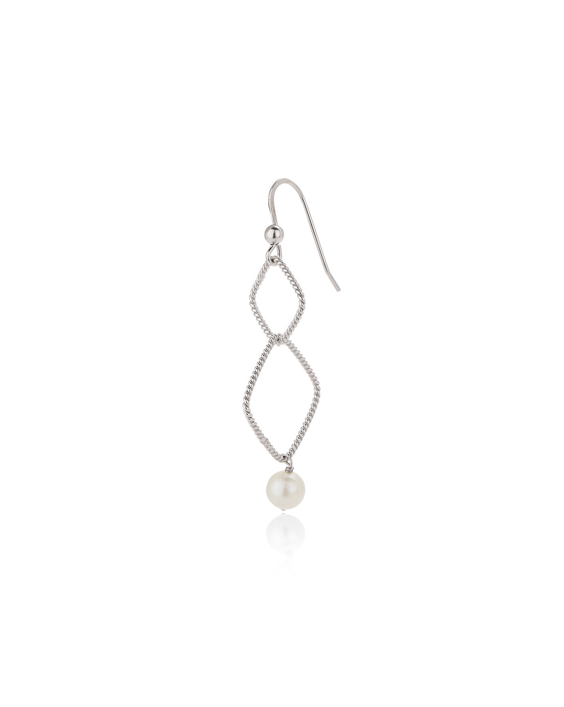 Carlton London Rhodium Plated Drop Earring With Dangling Pearl For Women