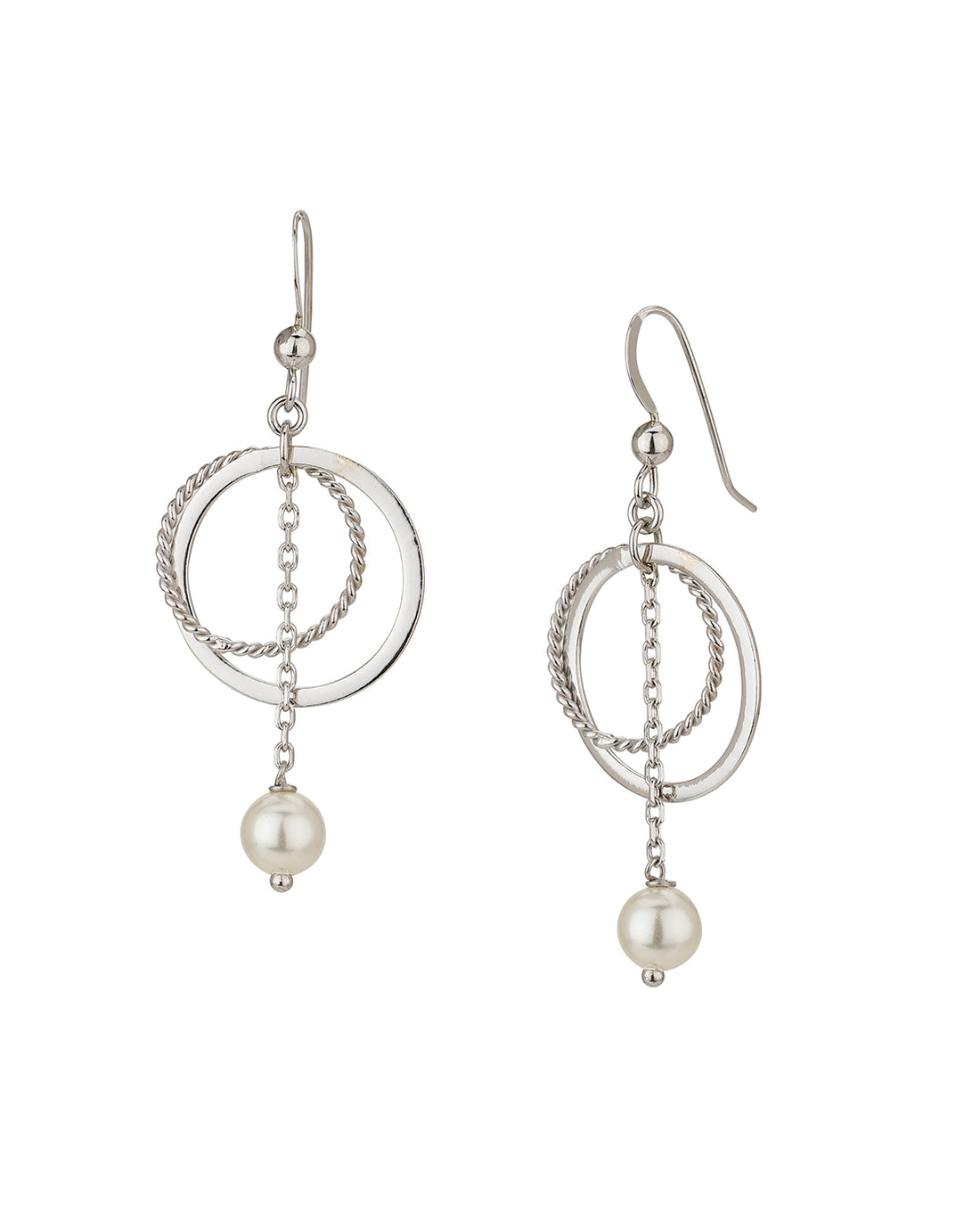 Carlton London Rhodium Plated Drop Earring With Dangling Pearl For Women