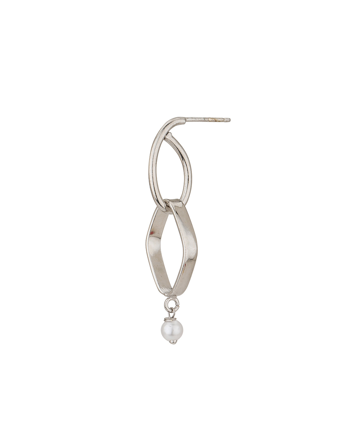 Carlton London Rhodium Plated White Pearl Drop Earring For Women
