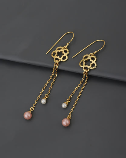 Carlton London Gold Plated Beaded Floral Drop Earring For Women