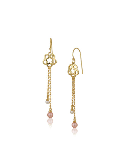 Carlton London Gold Plated Beaded Floral Drop Earring For Women