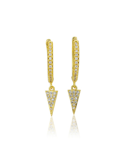 Carlton London Gold Toned Cz Triangular Hoop Earring For Women