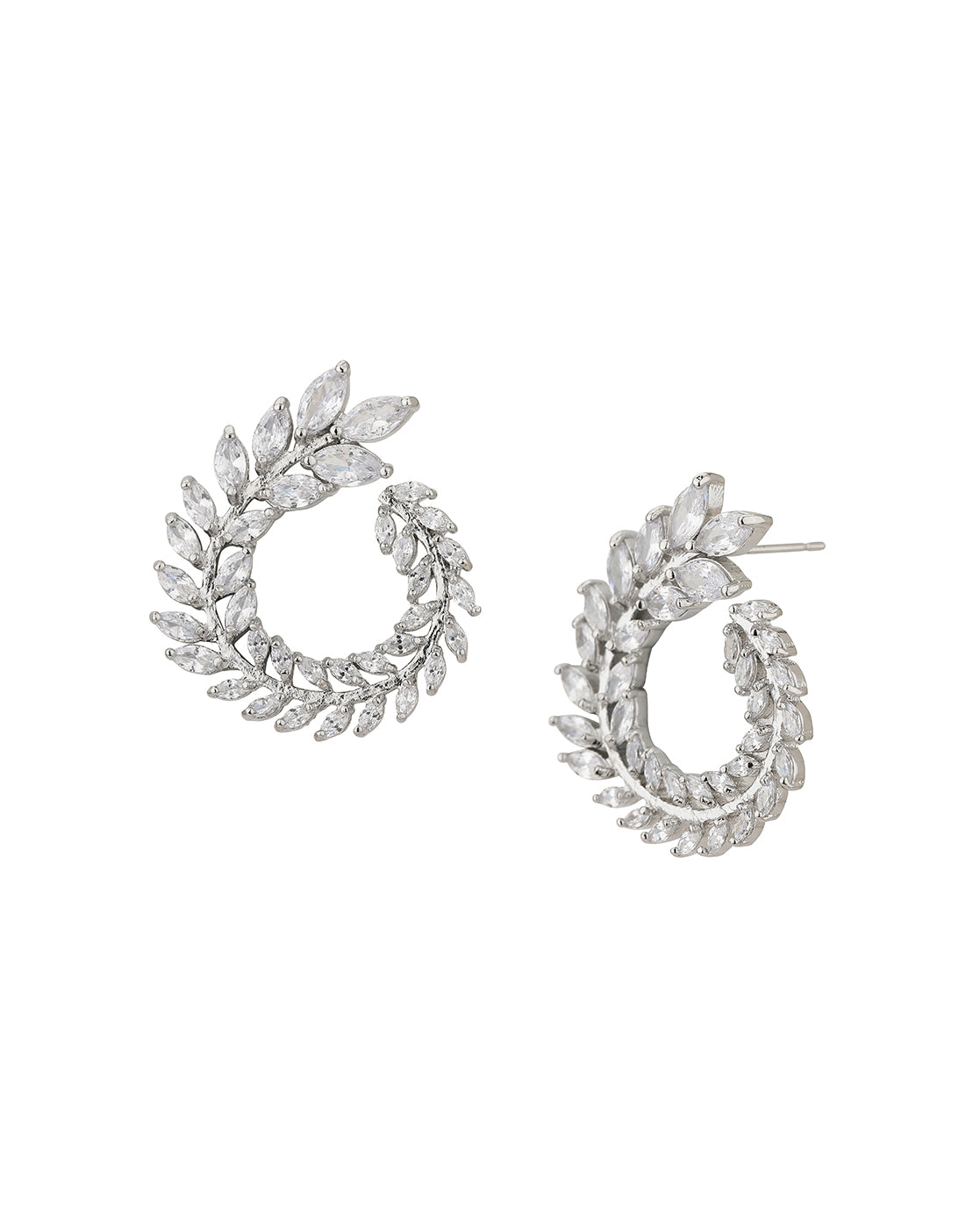 Carlton London Rhodium Plated Cz Oversized Stud Earring For Women