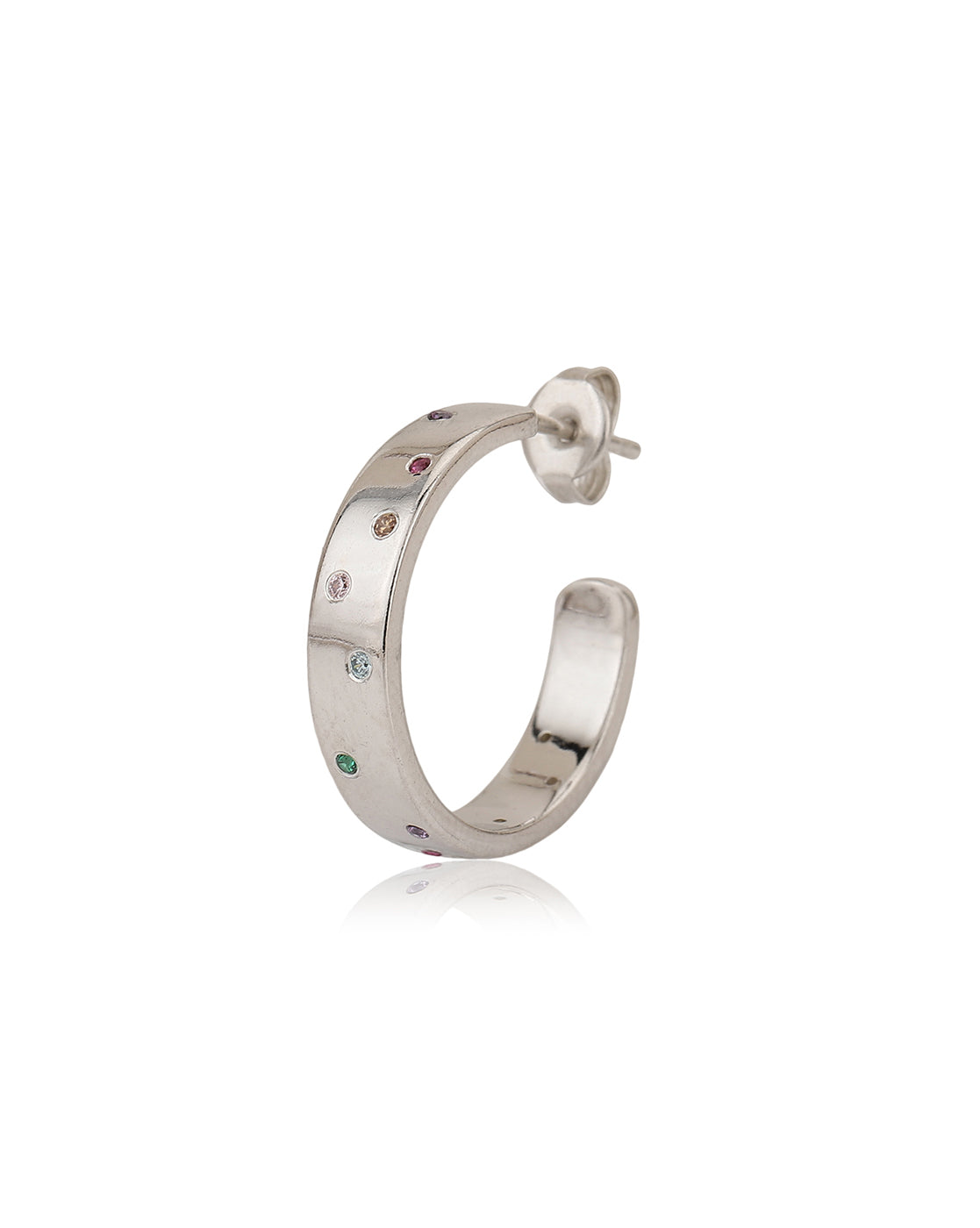 Carlton London Rhodium Plated Cz Half Hoop Earring For Women