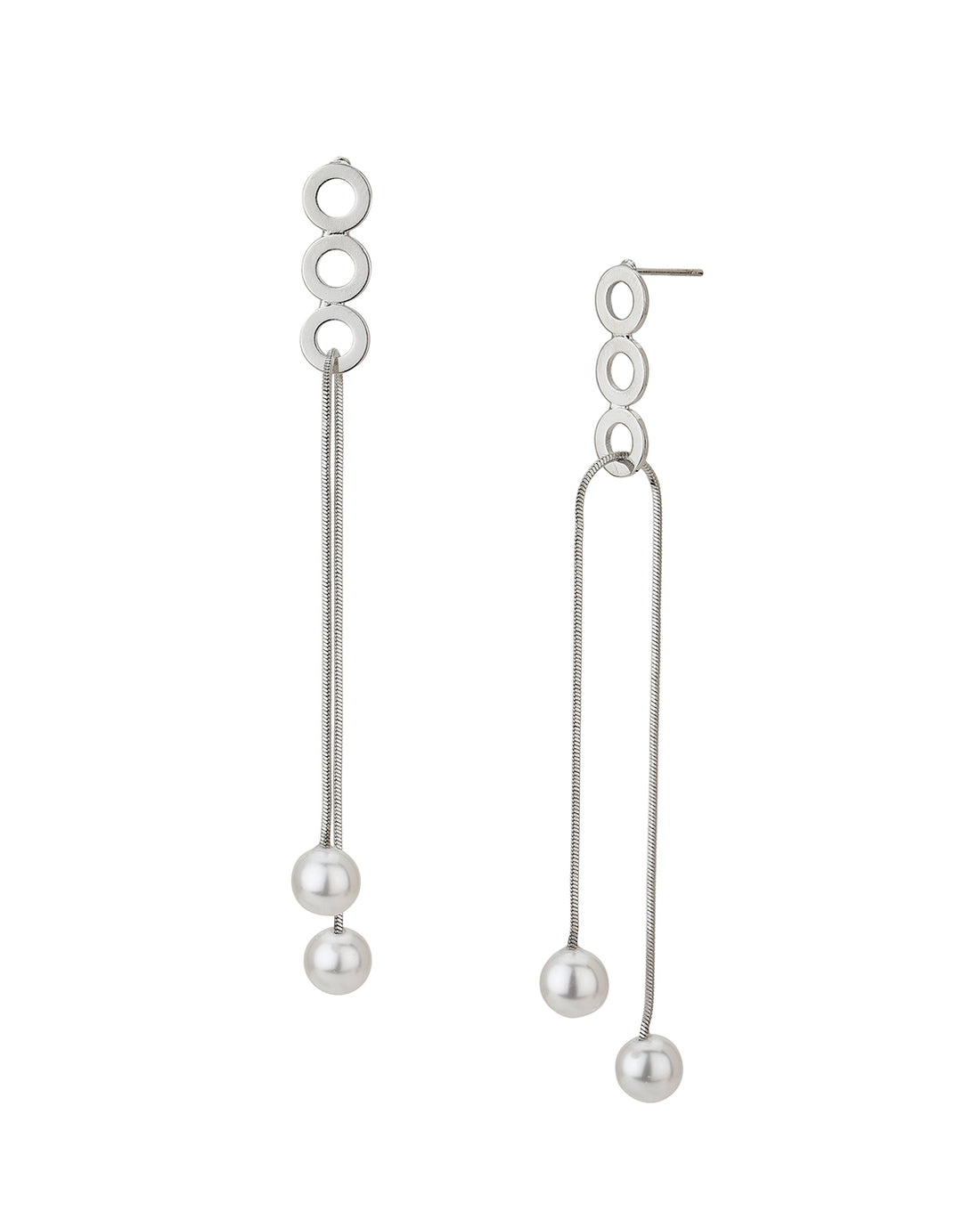 Carlton London Rhodium Plated Drop Earring With Dangling Pearl For Women