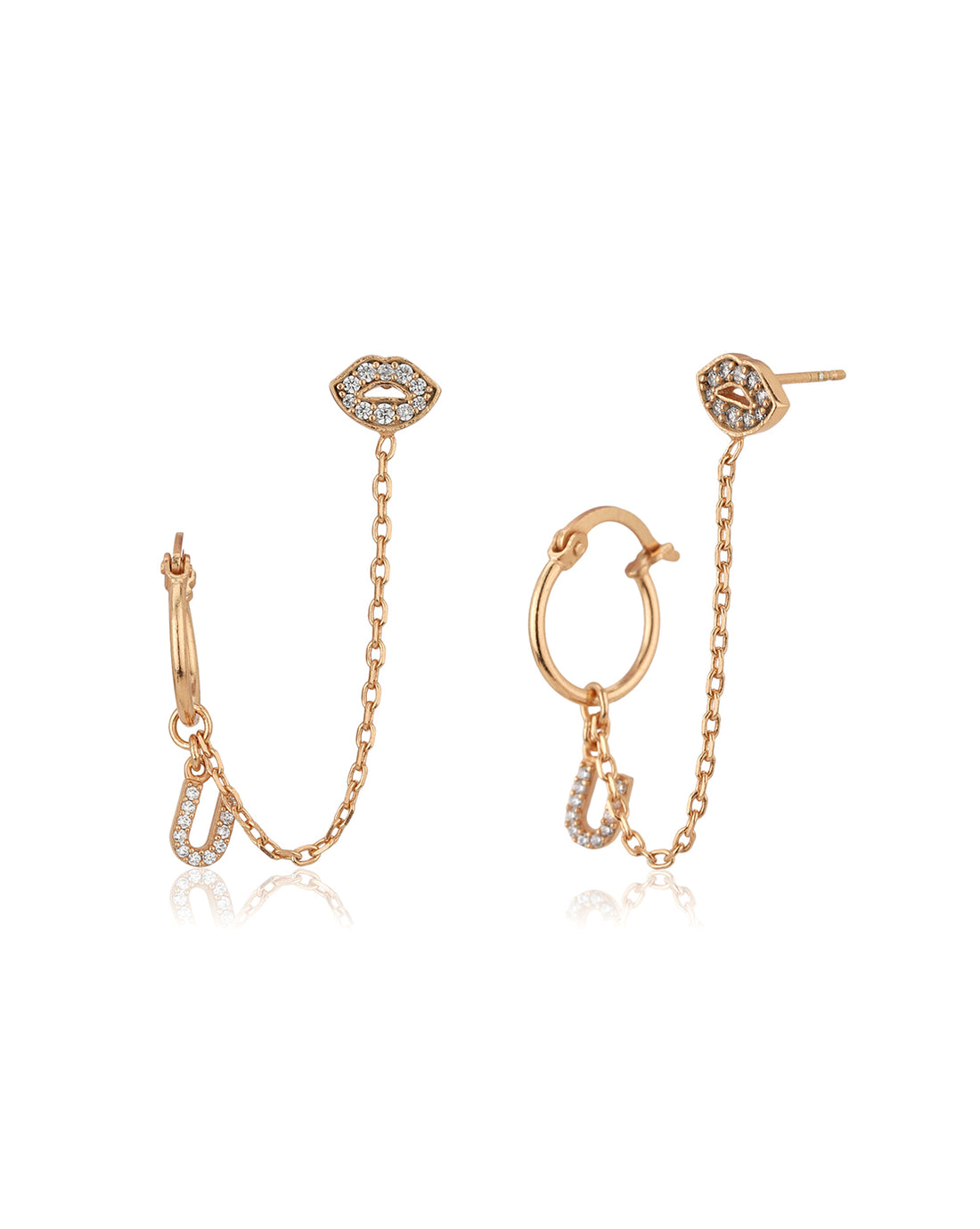 Carlton London Rose Gold Plated Cz Contemporary Ear Cuff Earring For Women