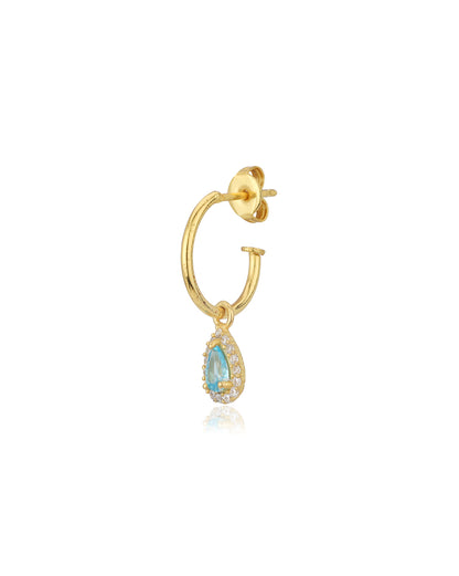 Carlton London Gold Plated Half Hoop Earring With Dangling Cz Stone