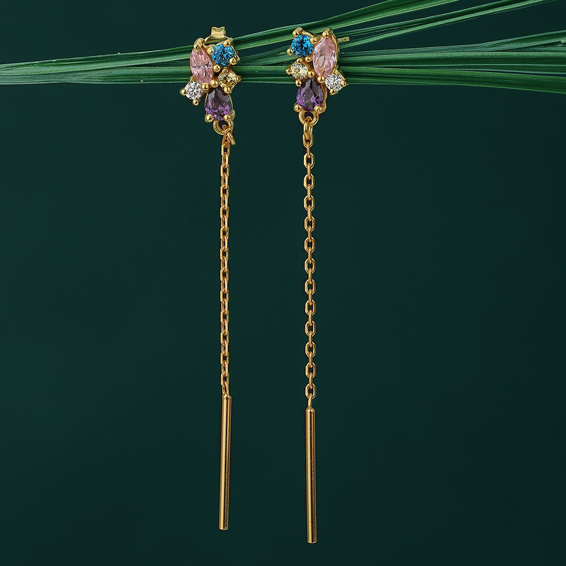 Carlton London Gold Plated Cz Floral Drop Earring For Women