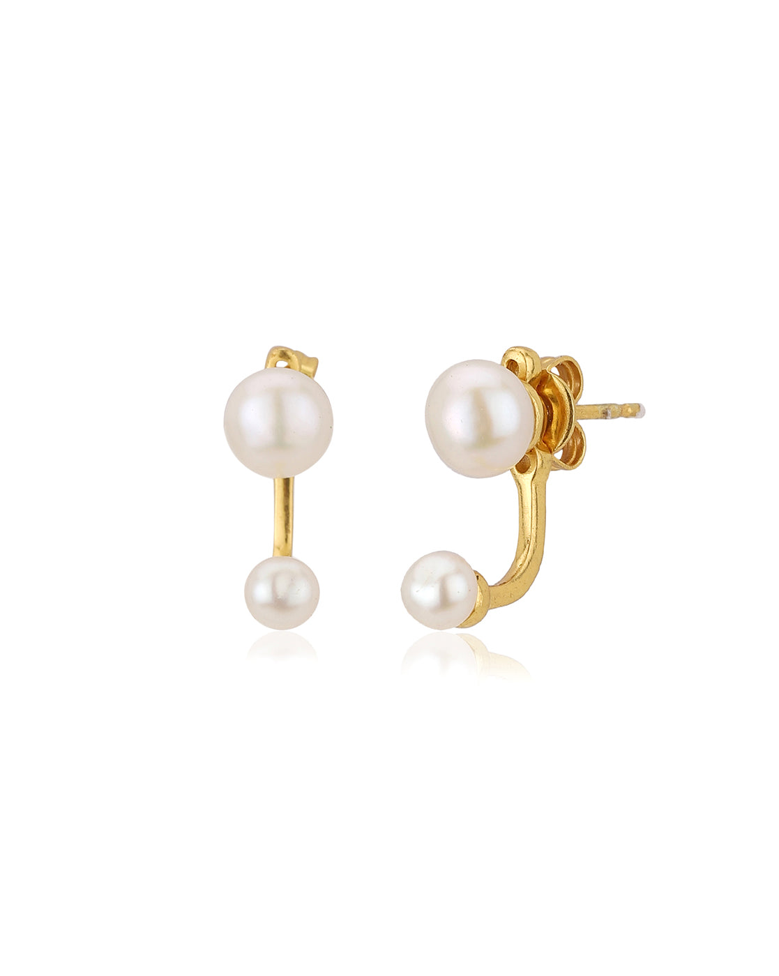 Brass 18k Rose Gold Floral Pearl Studs Earring Pair For Women – ZIVOM