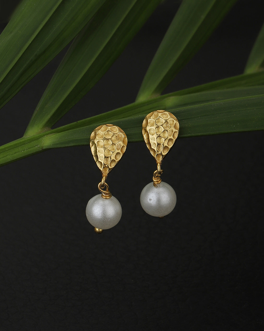 Carlton London Gold Plated Contemporary Drop Earring With Dangling Pearl For Women