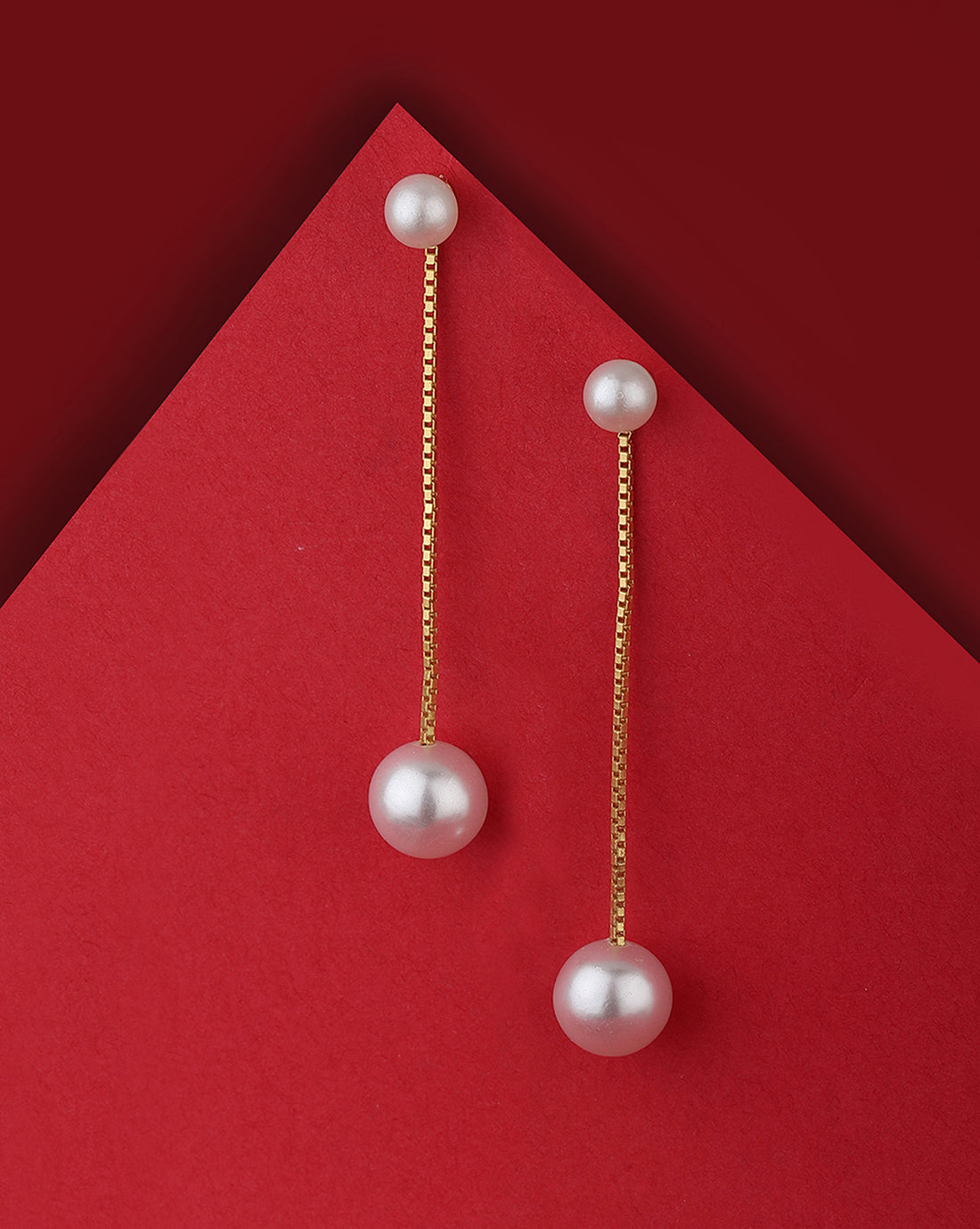 Carlton London Rose Gold Plated Contemporary Drop Earring With Pearl Fashion Earring