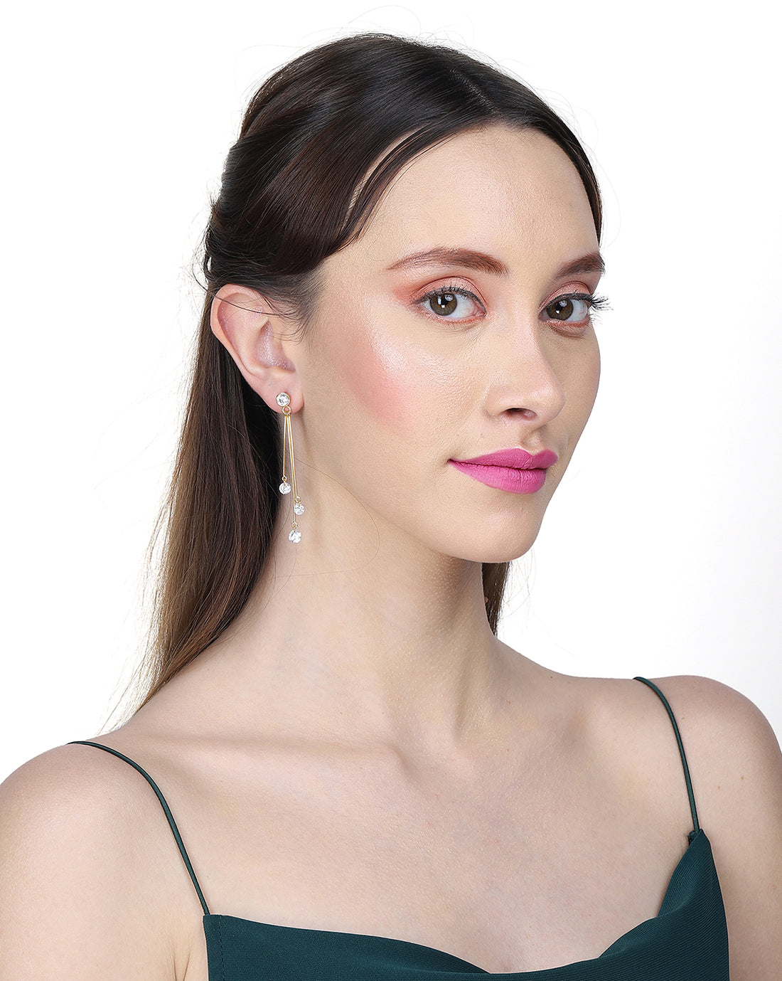 Carlton London Gold Plated Drop Earring With Dangling Cz Stone For Women