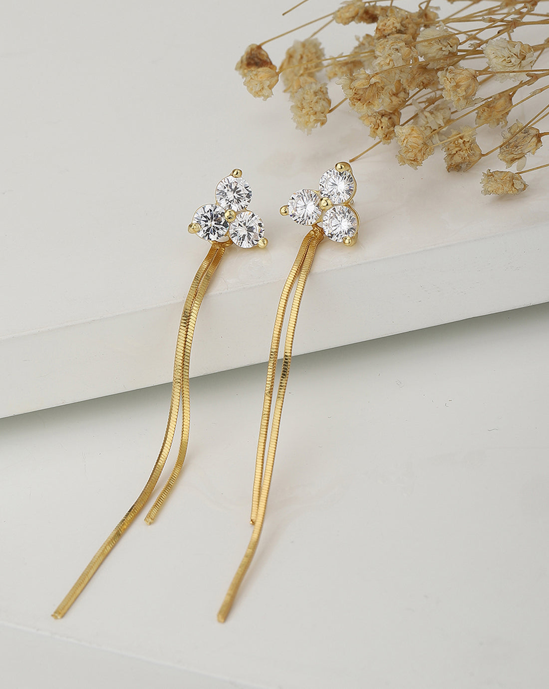 Carlton London Gold Plated Cz Floral Drop Earring For Women