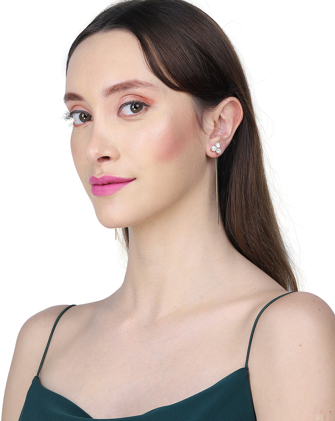 Carlton London Gold Plated Cz Floral Drop Earring For Women