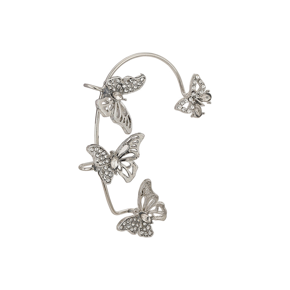 Carlton London Silver-Toned Contemporary Ear Cuff Earrings Fje3849