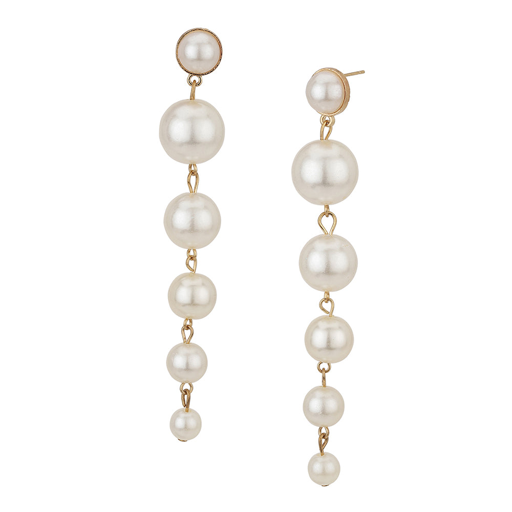 Carlton London Rose Gold & White Contemporary Drop Earrings Fje3852