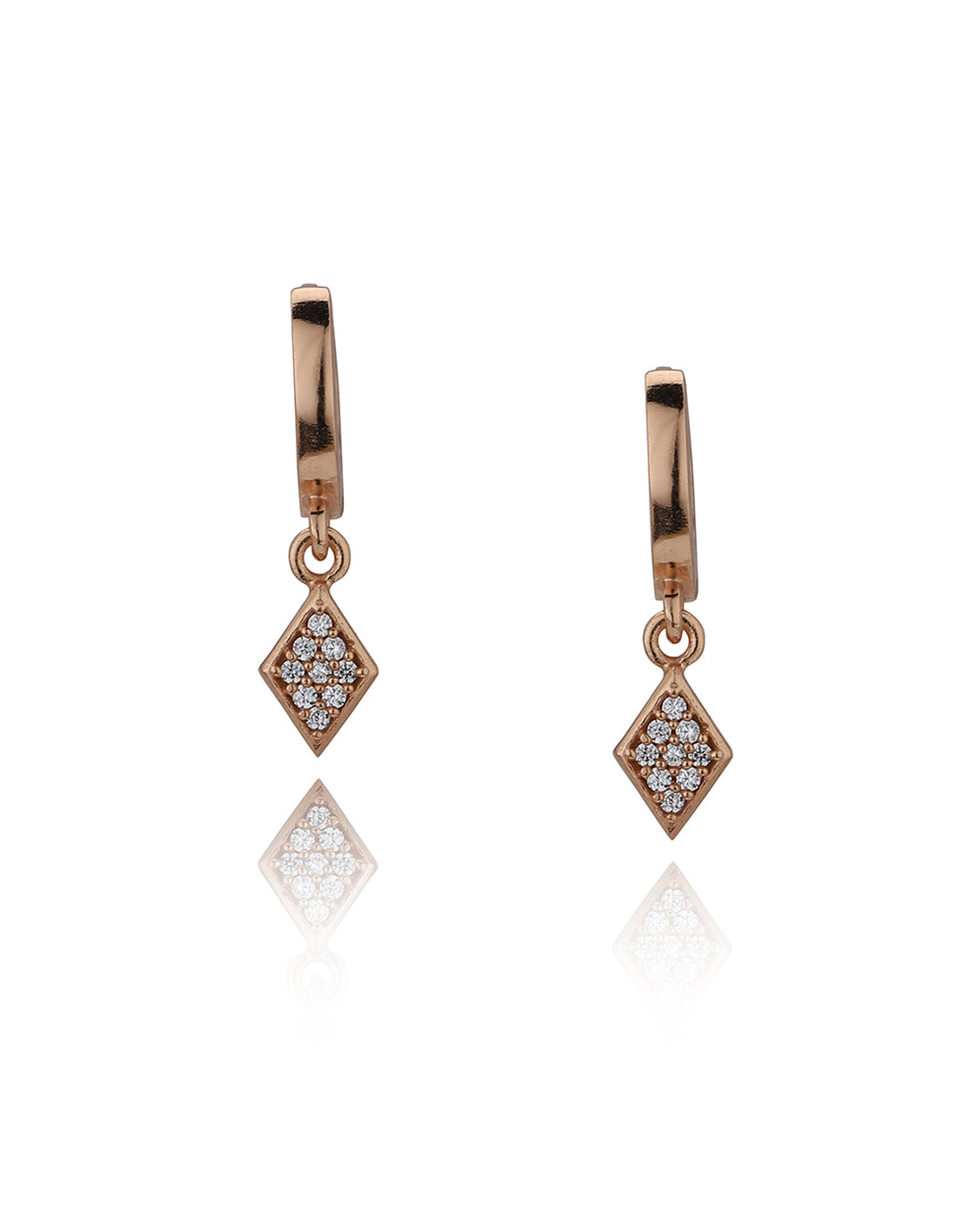 Carlton London Rose Gold Plated Cz Studded Hoop Earrings For Women
