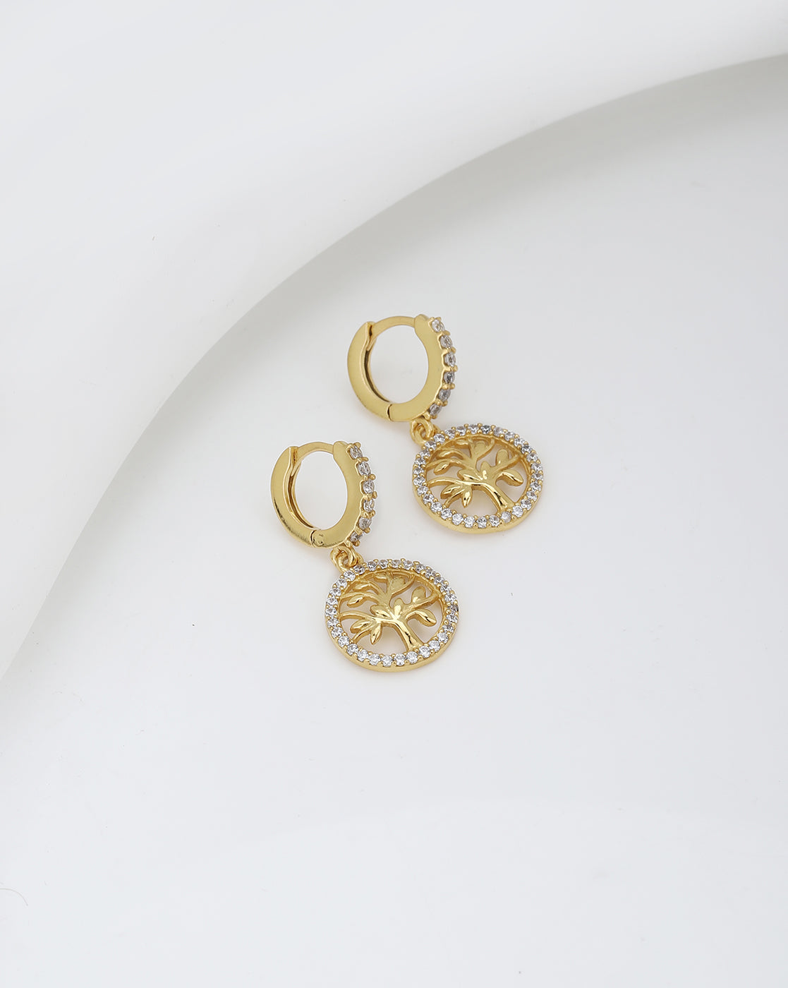 Carlton London Gold Plated Cz Studded Circular Hoop Earrings For Women